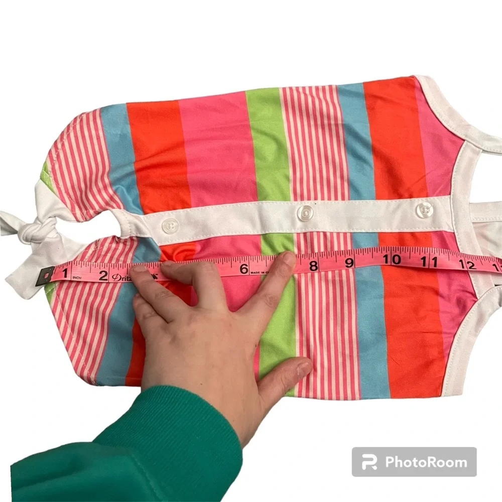 NWT Top Paw Orange Blue Green Stripe Dog Puppy Tank Top Summer Shirt - Small